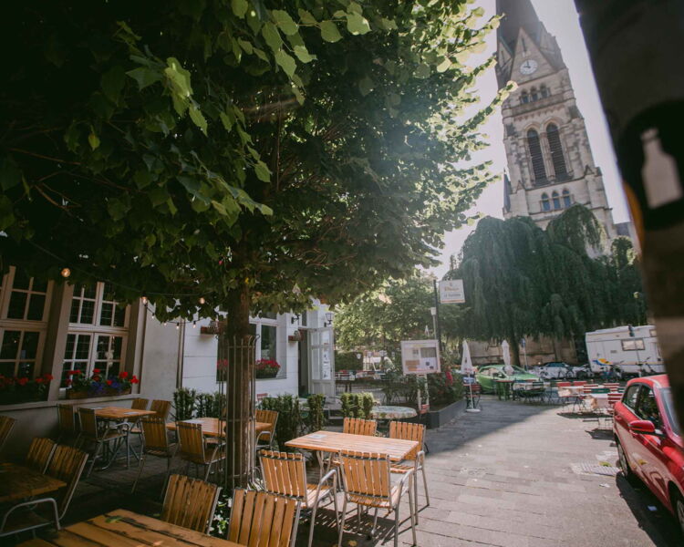 View from the hostel to the church