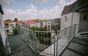 Feuerleiter des Hostels